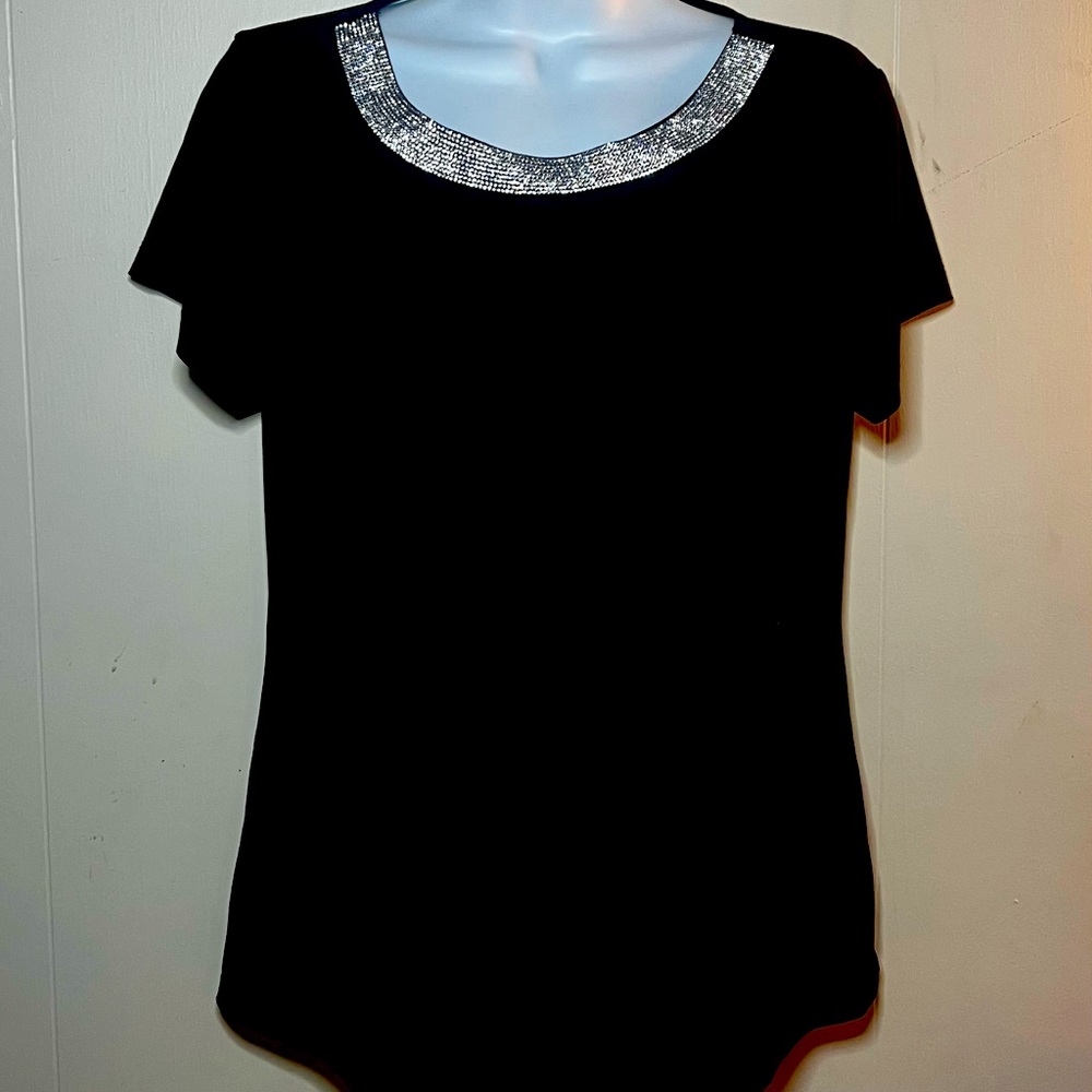 Black Blouse with Rhinestones Sequence